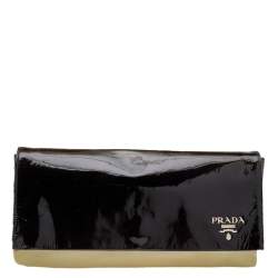 Pre Owned Prada Ombre Patent Leather Oversized Flap Clutch