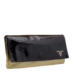 Pre Owned Prada Ombre Patent Leather Oversized Flap Clutch