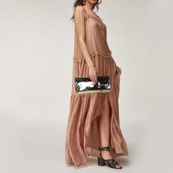 Pre Owned Prada Ombre Patent Leather Oversized Flap Clutch