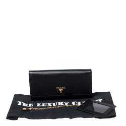 Pre Owned Prada Black Saffiano Leather Continental Wallet