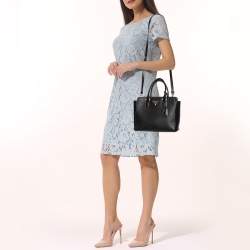 Pre Owned Prada Black Saffiano Lux Leather Snap Tote