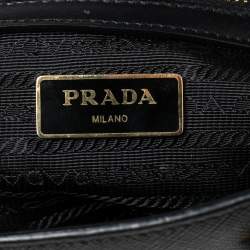 Pre Owned Prada Black Saffiano Lux Leather Snap Tote
