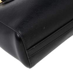 Pre Owned Prada Black Saffiano Lux Leather Snap Tote