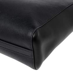 Pre Owned Prada Black Saffiano Lux Leather Snap Tote