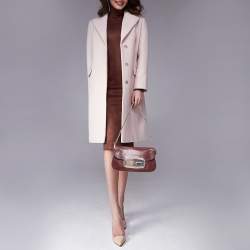 Pre Owned Prada Purple Leather Metal Mirror Flap Chain Baguette Bag