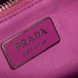 Pre Owned Prada Purple Leather Metal Mirror Flap Chain Baguette Bag