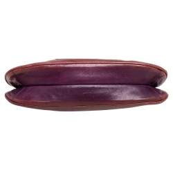 Pre Owned Prada Purple Leather Metal Mirror Flap Chain Baguette Bag