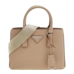 Pre Owned Prada Beige Saffiano Lux Leather Mini Galleria Tote
