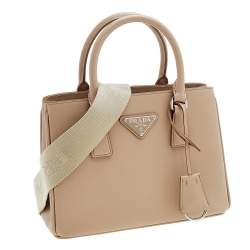 Pre Owned Prada Beige Saffiano Lux Leather Mini Galleria Tote