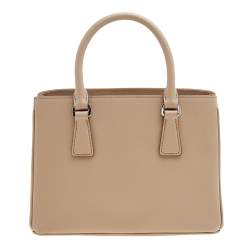 Pre Owned Prada Beige Saffiano Lux Leather Mini Galleria Tote