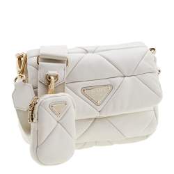 Pre Owned Prada White Patchwork Leather System Crossbody Bag