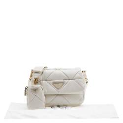 Pre Owned Prada White Patchwork Leather System Crossbody Bag