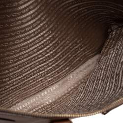 Pre Owned Prada Caramel Brown Saffiano Lux Leather Executive Double Zip Tote