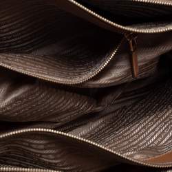 Pre Owned Prada Caramel Brown Saffiano Lux Leather Executive Double Zip Tote