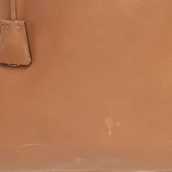 Pre Owned Prada Caramel Brown Saffiano Lux Leather Executive Double Zip Tote