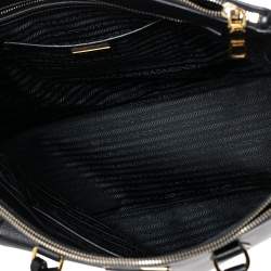 Pre Owned Prada Black Saffiano Lux Leather Large Double Zip Tote