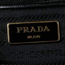 Pre Owned Prada Black Saffiano Lux Leather Large Double Zip Tote