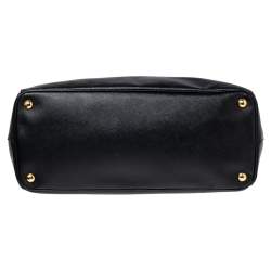 Pre Owned Prada Black Saffiano Lux Leather Large Double Zip Tote