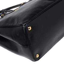 Pre Owned Prada Black Saffiano Lux Leather Large Double Zip Tote