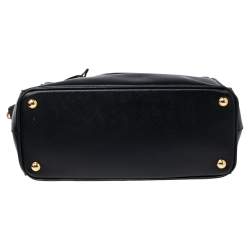 Pre Owned Prada Black Saffiano Lux Leather Small Double Zip Tote