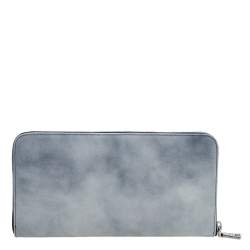 Pre Owned Prada Grey Glossy Leather Zip Around Wallet