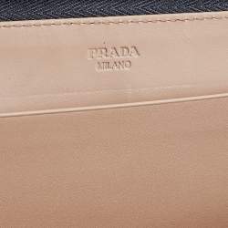 Pre Owned Prada Grey Glossy Leather Zip Around Wallet