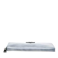 Pre Owned Prada Grey Glossy Leather Zip Around Wallet