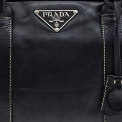 Pre Owned Prada Black Soft Leather Satchel
