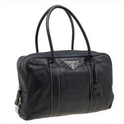 Pre Owned Prada Black Soft Leather Satchel