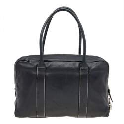 Pre Owned Prada Black Soft Leather Satchel