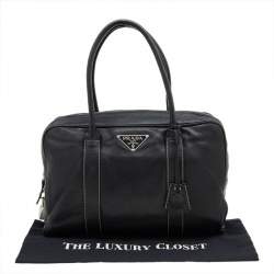 Pre Owned Prada Black Soft Leather Satchel