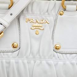 Pre Owned Prada White Gaufre Leather Tote