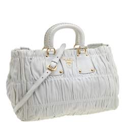 Pre Owned Prada White Gaufre Leather Tote
