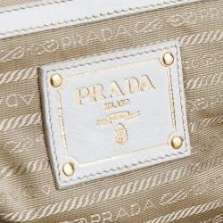 Pre Owned Prada White Gaufre Leather Tote