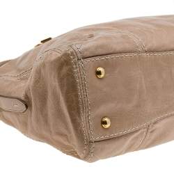 Pre Owned Prada Light Brown Leather Shopper Tote