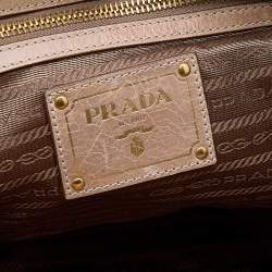 Pre Owned Prada Light Brown Leather Shopper Tote