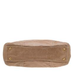 Pre Owned Prada Light Brown Leather Shopper Tote