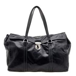 Pre Owned Prada Black Soft Leather Satchel