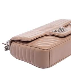 Pre Owned Prada Beige Diagramme Leather Flap Crossbody Bag 