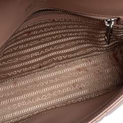 Pre Owned Prada Beige Diagramme Leather Flap Crossbody Bag 