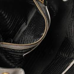 Pre Owned Prada Grey Saffiano Lux Leather Open Galleria Tote