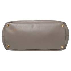 Pre Owned Prada Grey Saffiano Lux Leather Open Galleria Tote