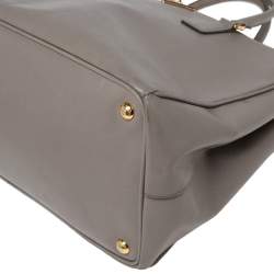 Pre Owned Prada Grey Saffiano Lux Leather Open Galleria Tote