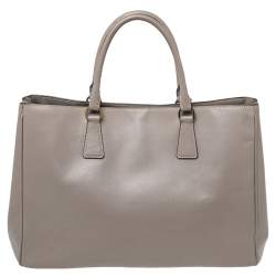 Pre Owned Prada Grey Saffiano Lux Leather Open Galleria Tote