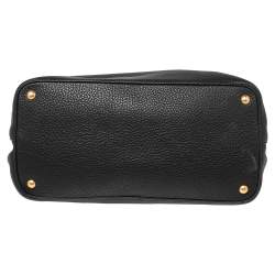 Pre Owned Prada Black Vitello Daino Leather Middle Zip Tote