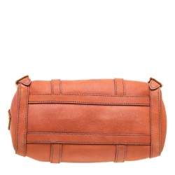 Pre Owned Prada Rust Orange Leather Antique Buckle Flap Satchel