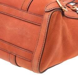 Pre Owned Prada Rust Orange Leather Antique Buckle Flap Satchel