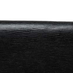 Pre Owned Prada Black Vitello Move Leather Logo Bifold Compact Wallet