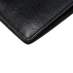 Pre Owned Prada Black Vitello Move Leather Logo Bifold Compact Wallet