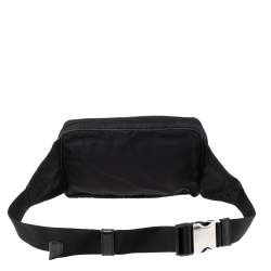 Pre Owned Prada Black Nylon Logo Plague Belt Bag